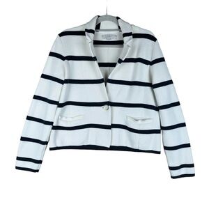 LOFT Women’s Navy Striped Cardigan Size XL Button closure